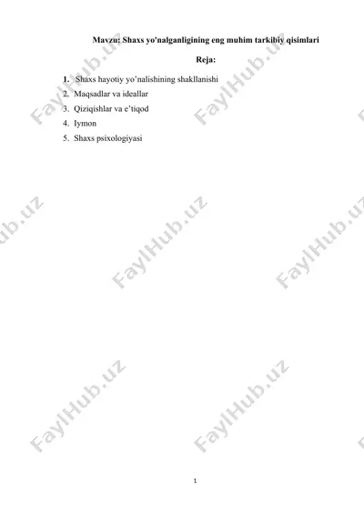 shaxs yo'nalganligining eng muhim tarkibiy qisimlari — DOCX