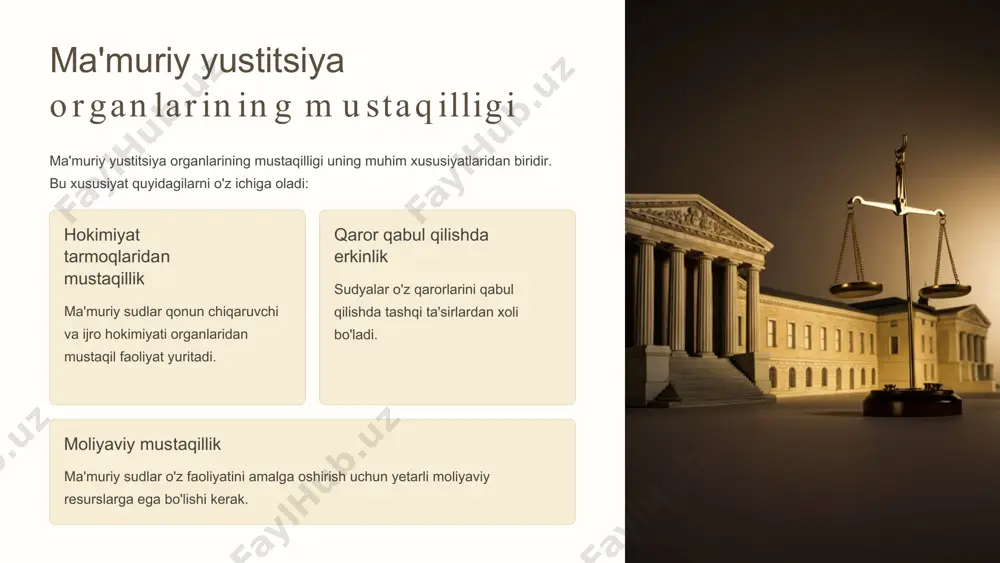 nadi: predmet ma'muriy - huquqiy nizolarning predmeti bo'lib boshqaruvga oid bo'lgan huquqlarning buzilganlik fakti hisoblanadi. bu fakt nizoning asosini tashkil etadi va uning yuzaga kelishiga sabab bo'ladi. ob'ekt ma'muriy - huquqiy nizolarning ob'ekti esa ana shu buzilgan huquq va erkinliklarni muhofaza qilish hisoblanadi. bu nizoni hal qilish jarayonida asosiy e'tibor qaratiladigan masaladir. ma'muriy - h u q u q iy n izo lar n in g y u zaga ke lish iga sab ab b o 'lu vch i y u r id ik fak t la r ma'muriy - huquqiy nizolarning yuzaga kelishiga quyidagi yuridik faktlar sabab bo'ladi: 1 harakatlar davlat organlari yoki mansabdor shaxslarning ma'lum bir harakatlari 2 harakatsizlik davlat organlari yoki mansabdor shaxslarning zarur harakatlarni amalga oshirmasligi 3 qarorlar davlat organlari tomonidan qabul qilingan qarorlar 4 aktlar davlat organlari tomonidan chiqarilgan normativ - huquqiy va individual - huquqiy aktlar ma'muriy - h u q u q iy …