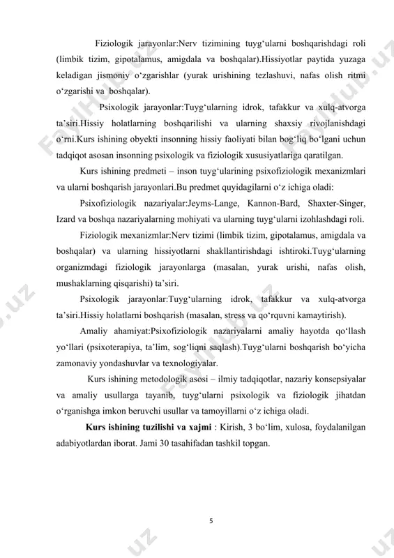 . bu nazariya shuni ta'kidlaydiki, tuyg‘ularni his qilishda faqat fiziologik holat emas, balki odamning vaziyatni qanday talqin qilishi ham muhim. 4. izardning tashvish va boshqa asosiy tuyg‘ulari nazariyasi: silvan tomkins va carroll izard kabi olimlarning izlanishlari tuyg‘ularni asosiy hissiy tajribalar sifatida tasniflashga olib keldi. izard tuyg‘ularni insonni hayotiy muammolarga qanday javob berishga undaydigan ijtimoiy va fiziologik mexanizmlar sifatida ko‘radi. ularning fikricha, tuyg‘ular odamning muloqoti, adaptivligi va psixologik holatini tartibga soladi. bu nazariyalar tuyg‘ularning fiziologik jihatlarini tushuntirishga harakat qiladi, ammo ularning barchasi bir-birini to‘liq tushuntira olmaydi. har bir nazariya o‘ziga xos yondashuvni taklif qiladi va tuyg‘ularning murakkab tabiati haqida bizga turli nuqtai nazarlardan qarash imkonini beradi. odam tashqi muhitdagi turli-tuman narsa va hodisalarni idrok qilar ekan, hech vaqt bu narsalarga batamom befarq bo‘lmaydi. odamning aks ettirish jarayoni doimo faol xarakterga egadir. aks ettirish jarayoni quyidagilarni qamrab oladi: a) shaxsning ehtiyojni qondirish imkoniyatiga egaligini; b) qondirishga yordam beradigan yoki qarshilik ko‘rsatadigan ob’ektlarga …