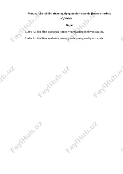 abu ali ibn sino asarlarida jismoniy tarbiyaning mohiyati — DOCX