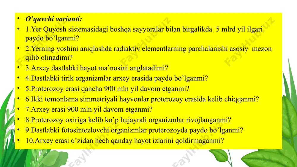 paleozoy erasidagi hayot mavzusida dars taqdimoti - Page 4