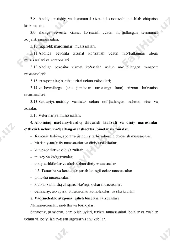 lari: · markaziy (emissiya) banklar; · tijorat banklari; - omonat kassalari. 7.2. hisob-kitob-kassa markazlari. 7.3. g‘aznachilik binolari. 7.4. birjalarning binolari. 8. ko‘p funksiyali binolar va komplekslar. savdo, mehmonxona, sport, ishbilarmonlik, tomosha, kredit-moliya kabi turli funksional vazifalar uchun mo‘ljallangan jamoat binolari jamoat binolarining tipologik belgilarini shakllantiruvchi omillar jamoat binolari va inshootlari arxitekturasi ijtimoiy-iqtisodiy, shaharsozlik, ekologik, sanitariya, funksional, hajmli-rejali, konstruktiv, kompozitsion-badiiy omillarning o‘zaro va birgalikdagi ta’siri ostida shakllanadi. binolarning turli tiplari uchun muayyan davrning bir qator sharoitlariga bog‘liq holda u yoki bu omilning ta’siri ahamiyatliroq va ustuvor bo‘lib qoladi. ularni izchillik bilan ko‘rib chiqamiz. ijtimoiy-iqtisodiy omillar sivilizatsiya rivojlanishidagi ijtimoiy-iqtisodiy o‘zgarishlar binolarni me’moriy loyihalanishiga qanchalik tez ta’sir qilishini tarix yaqqol namoyish qilib bergan. muayyan davr va voqeliklar jamoat binosining u yoki bu turiga bo‘lgan ehtiyojni, shuningdek har bir tur ichidagi muayyan tarixiy davr va iqtisodiy tuzilma uchun mos bo‘lgan aniq o‘ziga xos xususiyatlar yo‘nalishini belgilab beradi. alohida turlar o‘rtasidagi aniq chegaralarning yo‘qolib borishi, …