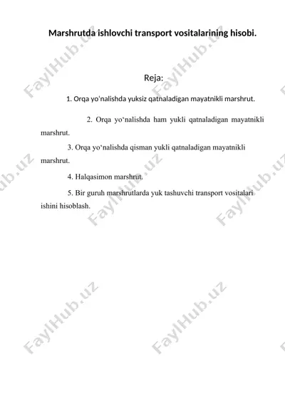 marshrutda ishlovchi transport vositalarining hisobi — DOC