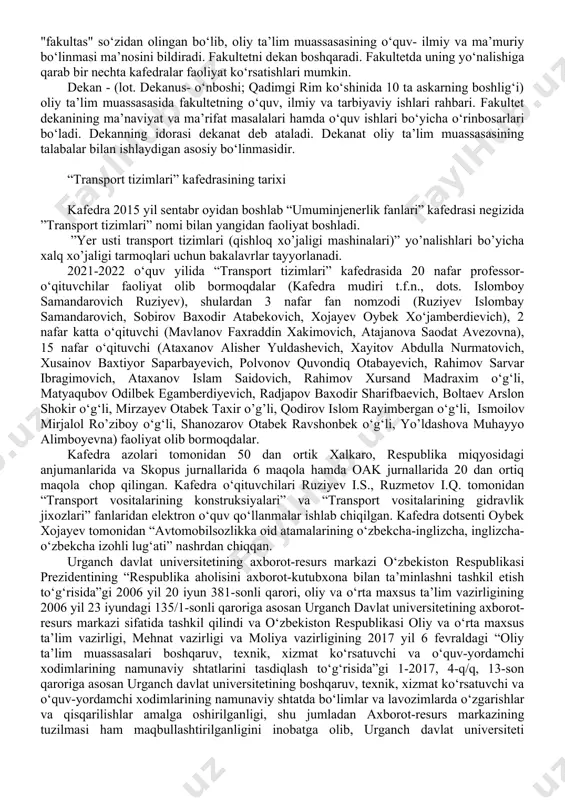 shga va ularni o‘z vaqtida stipendiya bilan ta’minlab turishga qaratilgan chora-tadbirlarni amalga oshiradi. rektor oliy ta’lim muassasasiga rahbarlik qilishda o‘z huzurida tuzilgan ilmiy kengash, o‘rinbosarlari- prorektorlar, fakultet dekanlari va kafedra mudirlari faoliyatlariga tayanadi. ilmiy kengash- oliy ta’lim muassasasining rektor rahbarligida prorektorlar, fakultet dekanlari, etakchi kafedra mudirlari, professor-o‘qituvchilar, a’lo darajada o‘qiydigan faol talabalar tarkibidan iborat jamoatchilik tashkiloti bo‘lib, u ta’lim muassasasidagi o‘quv, ilmiy-uslubiy, ilmiy-tadqikot, ma’naviy-ma’rifiy va tarbiyaviy ishlarni uyg‘unlashtirishga qaratilgan asosiy masalalarni muhokama etadi va ular bo‘yicha qarorlar qabul qiladi. talabalar ilmiy kengash majlisga kiritilgan masalalarning muhokamasida undagi o‘z vakillari orqali ishtirok etishlari mumkin. ilmiy kengash institutning oliy organi hisoblanadi. prorektor so‘zi "rgo"-birga va "rektor" so‘zlaridan tashkil topgan bo‘lib, birga boshqarish ma’nosini bildiradi. oliy ta’lim muassasasalarida prorektorlar, asosan, quyidagi masalalar bo‘yicha": faoliyat ko‘rsatadilar: ma’naviy-ma’rifiy ishlar bo‘yicha prorektor; o‘quv ishlari bo‘yicha prorektor; ilmiy ishlar va axborot texnologiyalari bo‘yicha prorektor; iqtisod va tadbirkorlik ishlari bo‘yicha prorektor. ta’lim yo‘nalishlari va mutaxasisliklar bo‘yicha oliy talim …