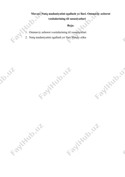 nutq madaniyatini egallash yo`llari — DOCX