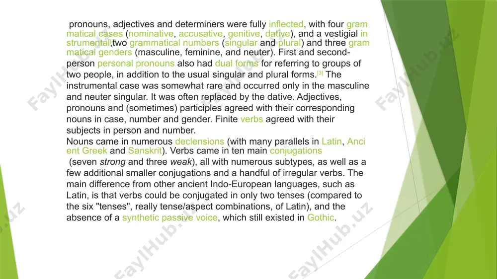 means by which a noun's gender can be predicted or remembered (due to various techniques). for example, the old english names of metals are neuter, not because they are metals, but because these words historically ended with sounds that can be assigned as neuter. below are means of predicting/remembering gender. in general, a thing that has biological sex will have that same gender; masculine fæder ("father") and feminine mōdor ("mother"), masculine cyning ("king") and feminine cwēn ("queen"), masculine munuc ("monk") and feminine nunne ("nun"), etc. the three major exceptions are neuter wīf ("woman", "wife") and mæġden ("girl"), and masculine wīfmann ("woman"). animal names that refer only to males are masculine (e.g. hana "rooster," henġest "stallion," eofor "boar," fearr "bull," ramm "ram," and bucc "buck"), and animal names that refer only to females are feminine (e.g. henn "hen," mīere "mare," sugu "sow," cū "cow," eowu "ewe," and dā "doe"). the only …