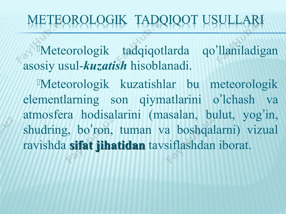 g. kuzatish muddatlari va tartibi qanday amalga oshiriladi? agrometeorologik kuzatishlarga nimalar kiradi? agrometeorologik postlar nima maqsadda tashkil qilinadi? meteorologik maydonchada asboblarning joylashish tartibini tushuntirib bering. e’tiboringiz uchun rahmat