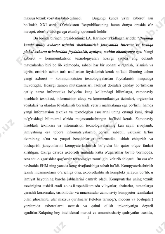 iladigan barcha amallar keltirilgan.kataloglar bilan ishlovchi metodlar va ularning qo’llanilishi misollar yordamida ko’rsatib o’tilgan bu esa juda katta nazariy va amaliy ahamiyatga ega. kurs ishining maqsad va vazifalari: microsoft visual studio 2010 muhitida c# dasturlash tilida kataloglar bilan ishlovchi metodlar bilan ishlash, ular ustida bajariladigan amallarni misollar yordamida yoritib berish va tushuntirish. kataloglar bilan ishlovchi sinflarning o’xshash va farqli tomonlarini ko’rsatish. kurs ishining ob’ekti: c# dasturlash tilining directory, directoryinfo sinflari haqida ma’lumotlardan iborat. kurs ishining tarkibi kirish, 2 ta bob, xulosa, foydalanilgan adabiyotlar va internet resurslardan iborat. kirishda kurs ishi mavzusining dolzarbligi, maqsad, vazifalari va ob’ekti yoritilgan. ishning birinchi bobida nazariy qism yoritilgan bo’lib,bu bobda kataloglar nima ekanligi, kataloglar bilan ishlovchi sinflar haqida ma’lumotlar keltirilgan. kurs ishining ikkinchi bobida mos ravishda directory, directoryinfo sinflari metodlaridan foydalangan holda dasturlar tuzishga misollar keltirilgan. kurs ishining xulosa qismida foydalanish bo’yicha fikr va mulohazalar berilgan. i bob.c# dasturlash muhitida katalog nimaligi, kataloglar bilan ishlash. …
