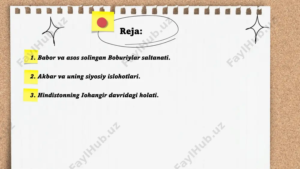 sgan, shuningdek, uyg‘onish ruhidagi san’at rivojlantirilgan. mug'al davlati markazi agra shahri bo‘lib, u yerda ko‘plab me’moriy yodgorliklar qurildi. 1615 yilda buyuk britaniya bilan savdo aloqalari kuchayib, inglez elchisi tomas roun mug'al saroyiga yuborilgan. ushbu davrda iqtisodiy va diplomatik aloqalar yanada kengaytirildi. ... t.me/slaydai_bot 4. shax jaxon va uning me’morchilik yodgorliklari. shax jaxon sovet ittifoqi davriga tegishli bo‘lgan mashhur me’moriy yodgorliklarga ega. u o‘zbekiston hududida joylashgan bo‘lib, tarixiy va madaniy ahamiyatga ega. bu hududdagi asosiy yodgorliklardan biri me’morlar p. a. tolstov va m. a. masson nazoratida 1940-yillarda qayta tiklangan ichan-qal’a majmuasidir. majmua umumjahon merosi ro‘yxatiga kiritilgan va 57 ga maydonni egallaydi. shax jaxondagi ichan-qal’a ichida taxminan 2500 yil avval barpo etilgan yodgorliklar mavjud bo‘lib, ular orasida ko‘hna ark va minorai kalon kabi tuzilmalar mavjud. bu yodgorliklar shah jaxonni jahon miqyosidagi muhim sayyohlik manzillaridan biriga aylantiradi. ... t.me/slaydai_bot olamgir aurangzebning hukmronlik davri 1658-yildan 1707-yilgacha davom etgan. u boburiylar sulolasidan bo‘lib, hindistonda saltanatni …