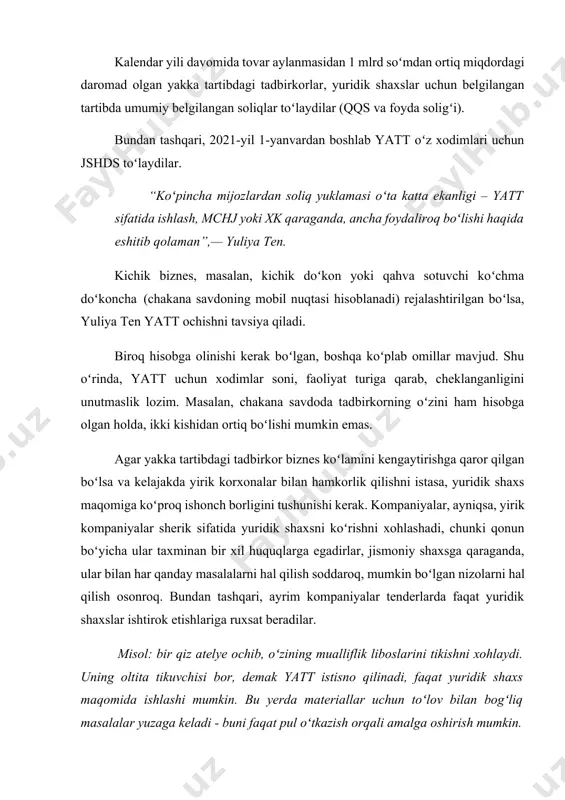 tirilgan tizimi (droʻrat) ofislarida roʻyxatdan oʻtkazish mumkin. bir nusxada barcha hujjatlarning asl nusxalarini, shuningdek davlat bojini toʻlash toʻgʻrisidagi hujjatni olib kelish kerak. bundan tashqari, biznesni onlayn tarzda yaidxpda roʻyxatdan oʻtkazish mumkin (bunda davlat boji 50% tashkil etadi). buning uchun, jismoniy shaxsning elektron raqamli imzosini (eri) olish, soʻngra saytda roʻyxatdan oʻtish kerak. roʻyxatdan oʻtish uchun ariza, pdf formatida davlat tilidagi taʼsis hujjatlari va muassislar pasportlarining nusxalarini yuborish kerak boʻladi. boshqa hujjatlar ham kerak boʻladi: · mchj uchun —direktor pasportining nusxasi. agar taʼsischilar orasida kompaniya mavjud boʻlsa, shuningdek ustav, davlat roʻyxatidan oʻtkazilganligi haqidagi guvohnoma va imzo qoʻyish huquqiga ega boʻlgan xodimning pasportini taqdim etish kerak. agar taʼsischilar orasida xorijiy fuqaro boʻlsa, uning pasportini va stir yoki uning vakili pasportining nusxasi va ishonchnoma taqdim qilinishi kerak. agar taʼsischilar orasida xorijiy kompaniya boʻlsa, savdo reyestridan koʻchirma va vakil uchun ishonchnoma kerak boʻladi. · ok uchun — qarindoshlik aloqalarini tasdiqlovchi hujjatlar nusxalari (tugʻilganlik haqida guvohnoma, …