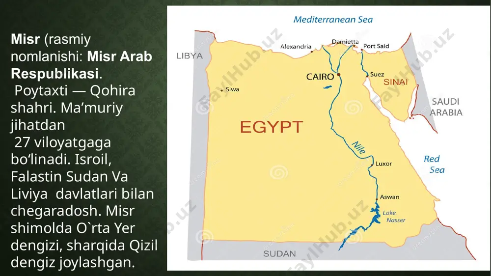 o'jaligini markaziy rejalashtirishni juda muvaffaqiyatli bo'lishiga imkon berdi.bu markazlashgan hokimyatning ishonchliligi va kuchini oshirdi. bu muntazam qishloq xo'jaligi jadvali misrda birinchi kalendarlarning paydo bo'lishining sababini ham keltirishi mumkin. miloddan avvalgi 4000 yilga kelib, misrliklar 30 kundan iborat 12 oydan iborat taqvimni ishlab chiqishgan va har yilning oxirida qo'shimcha besh muqaddas kun bor edi. qadimgi misr nil daryosining quyi oqimi bo'ylab, hozirgi misr davlati bo'lgan joyda joylashgan qadimgi afrika sivilizatsiyasi edi . qadimgi misr tsivilizatsiyasi tarixdan oldingi misrga ergashdi va taxminan miloddan avvalgi 3100 yilda ( an'anaviy misr xronologiyasiga ko'ra ) menesdavrida yuqori va quyi misrningsiyosiy birlashuvi bilan (ko'pincha narmer bilan tanilgan ) birlashdi.qadimgi misr tarixi oraliq davrlar deb nomlanuvchi nisbiy beqarorlik davrlari bilan ajratilgan barqaror shohliklar qatori sifatida yuzaga kelgan: erta bronza davrining eski qirolligi , oʻrta bronza davriningoʻrta qirolligi va soʻnggi bronza davrining yangi qirolligi . adimgi misr tsivilizatsiyasining muvaffaqiyati qisman uning qishloq xo'jaligi uchun nil daryosi vodiysisharoitlariga moslashish …