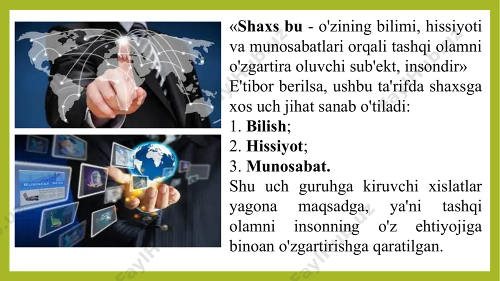 iqlik esa 88% ga tengdir. ammo, shaxs shakllangan muhitning rahbarlikka, shuningdek, oilaviy an'analarning boshqaruv qobiliyati rivojlanishiga ta'sirini o'rganish ham o'ta ahamiyatlidir. haqiqatan, rahbar oilasida tug'ilish, ulg'ayish davomida ota tajribasini o'zlashtirish dominantlikka, ya'ni ustunlikka moyillikning shakllanishiga asos bo'lishi mumkin. biznes boshqaruvi sohasidagi olim f.fidler ta'rifi bo'yicha «kompaniya prezidenti bo'lishning eng ishonchli omili – kompaniyaga egalik qiladigan oilada tug'ilishdir». bir qator mashhur tadbirkorlar o'tmishini tahlil etish natijasida aniqlandiki, ularning ko'pchiligi oilada to'ng'ich farzand bo'lib o'sishgan. darhaqiqat, oilada to'ng'ichlik o'z mavqeiga ko'ra ma'lum mas'uliyat ham demakdir. o'zbek oilalaridagi ko'pbolalik sharoiti to'ng'ich farzandga ota-onaga madadkor bo'lish, kichiklarga rahnamolik qilish va nazoratni o'z bo'yniga olishini taqozo etadi. bu esa shakllanayotgan shaxsning tashkilotchilik va nazoratga bo'lgan imkoniyatini yanada oshiradi, kelgusi faoliyatida o'z-o'zini idora eta olish qobiliyatini shakllantiradi. qobiliyat. odatda psixologiya fanida qobiliyatning umumiy va maxsus turlari ko'rsatiladi. umumiy qobiliyatlar shaxsning har qanday faoliyatga kirishishida muvaffaqiyat uchun imkoniyat yaratsa, maxsus qobiliyat faqat ayrim yo'nalishdagi faoliyat turida muvaffaqiyatga …