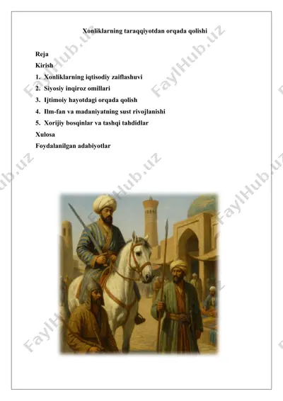 xonliklarning taraqqiyotdan orqada qolishi — DOCX