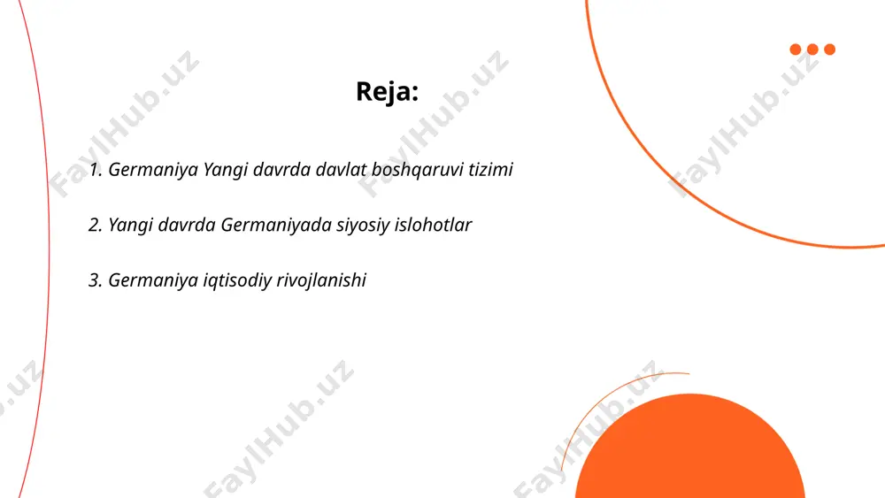 ijasida madaniy xilma-xillik kuchaydi. 2005 yilda germaniya umumjahon madaniy merosni himoya qilish bo'yicha katta hissalar qo'shib, 46 ta ob'ektni unesco ro'yxatiga kiritdi. 2018 yilda madaniyatga ajratilgan davlat byudjeti 1,67 milliard yevroga yetdi, bu esa avvalgi yillarga nisbatan sezilarli oshishni ko'rsatadi. migrantlarning integratsiyasi madaniy siyosatning asosiy yo'nalishiga aylandi, 2020 yilda madaniyat va san'at sohalarida muhojirlarni jalb qilish uchun qo'llaniladigan grantlar soni 35 foizga oshdi. bu o'zgarishlar germaniyaning e'tiborni madaniy xilma-xillik va o'zaro tushunishga qaratganligini ko'rsatmoqda. ... t.me/slaydai_bot 13. yangi davrda germaniya va yevropa ittifoqi munosabatlari yangi davrda germaniya va yevropa ittifoqi o'rtasidagi munosabatlar kuchaymoqda. 2022 yilda germaniya yevropa ittifoqining eng yirik iqtisodiyoti sifatida ittifoqning yalpi ichki mahsulotining 21% dan ortig'ini tashkil etdi. yevropa ittifoqi bilan savdo hajmi germaniyaning umumiy savdosining 59% ni qoplaydi. 2021 yilda germaniya yevropa ittifoqi budjetiga 25 milliard yevrodan ortiq hissa qo'shdi. raqamli yirik loyihalar va yashil energiya sohalarida hamkorlik kengaymoqda. germaniya yei kengashiga 2007 va 2020 yillarda …
