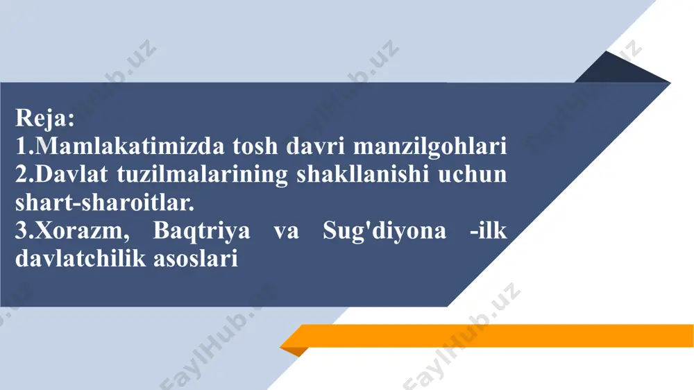atlar kuchaya boshlaydi. mil. avv. 359 yilda fillip ii yagona davlat tuzishga erishadi. 336 yilda filipp ii o`ldirilgach, taxtni 20 yoshli o`g`li aleksandr, iskandar maqduniy egalladi. iskandar qo`shinlari mil. avv. 330 – 329 yillarda afg`onistonning janubini egalladi. aleksandr mil. avv. 327 yilgacha baqtriya, so`g`diyona, marg`iyona, bekabod va xo`jandni egallaydi mil.av. 250- yilda baqtriyaning mustaqilligi tiklanadi va mill. avv. 140- yilgacha yashadi. hukmdorlari esa asosan yunon aslzodalari bo'lgan. diodot, yevtidem, demetriy, yevkradit, geleokl kabi posholari faoliyat yuritgan dovon— farg`ona vodiysidagi davlat. mil. avv. ii asr 300 ming aholi yashagan. vohada 70 ta shahar bo`lgan, poytaxti ershi shahri. dovonda yetishtirilgan «samoviy tulporlari» sharqda mashhur bo`lgan. xitoyliklar 101 yilda ershi shahrini qamal etishgan. qang` davlati- mil.avv. iii asrdan milodiy iii asrlarda yashagan. poytaxti qang`yuy. qo`shini 80 – 90 ming jangchini tashkil etgan. image1.png image2.jpeg image3.jpeg image4.jpeg image5.jpeg image6.jpeg image7.jpeg image8.jpeg image9.png image10.jpeg image11.jpeg image12.jpeg image13.jpeg image14.jpeg image15.png image16.jpeg image17.jpeg image18.jpeg image19.jpeg image20.png image21.jpeg …