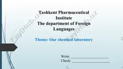 our chemical laboratory. taqdimot 13 bet. — PPT