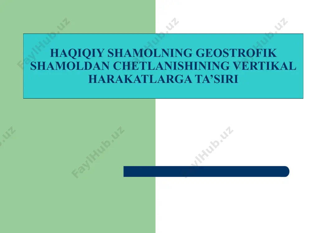 da shamol tezligi o’rtacha 2,0-2,5m/s ni tashkil etadi. shuning uchun tog’oldi hududlarining katta qismida shamol energiyasi qurilmalari uzoq vaqt bo’sh turib qolishi mumkin. tog’oldi xududlarining bazi yerlarida (yangier, bekobod, chorvoq hududi va h.k.) shamol rejimi bir jihatdan kuchli shamollarning tez-tez takrorlanishi, boshqa jihatdan esa uzoq muddat tinch bo’lib turishi bilan xarakterlanadi. tog’ hududlari ularga kelib tushadigan shamol miqdoriga ko’ra bir tekis emas. tog’larda shamolning o’rtacha tezligi tog’ning yopiq ichki havzalarida 1,0-1,5 m/s, baland tog’larning qoya hamda dovonlarida esa 5-6 m/s va undan ham ko’proq bo’lishi mumkin. tog’ hududuning katta qismida ular 2 m/s dan oshmaydi. bundan tashqari, quyosh energiyasi qoyaning ekspozitsiyasi, uning tikkaligi va esayotgan shamol yo’nalishiga ko’ra joylashishiga bog’liq. umuman olganda, tog’ hududlari quyosh energiyasidan foydalanish uchun yaroqli hisoblanadi, lekin bu yerda bunday qurilmalarining ishlash samaradorligi tekislik va tog’oldilariga qaraganda pastroq bo’ladi. bu yerlarning ko’pgina hududlarida shamol qurilmalaridan foydalanish undan ham kam samarali hisoblanadi. e’tiboringiz uchun raxmat image1.jpeg image2.jpeg …
