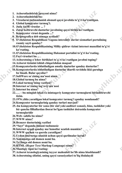 axborot xavfsizligi — DOCX