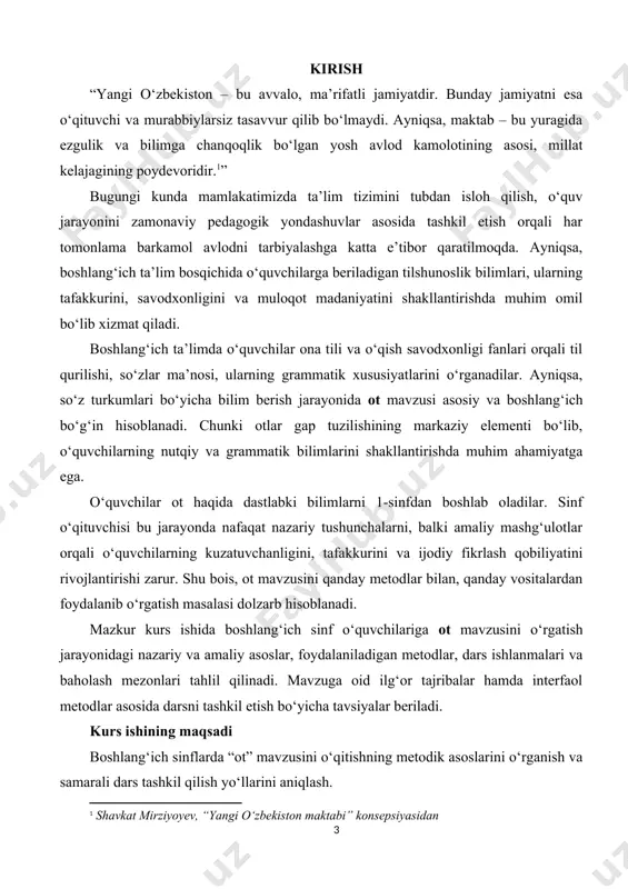 antik jihatdan keng qamrovli so‘z turkumlaridan biridir. otlarning eng muhim grammatik xususiyatlaridan biri – kategoriyalarning mavjudligidir. ular son (yakkalik-ko‘plik), egalik (kimga tegishli), kelishik (gapdagi vazifasini ko‘rsatadi) va hol (nisbat, holatlar) kategoriyalariga ega bo‘ladi. bu grammatik kategoriyalar orqali otlar turli gap bo‘laklari sifatida ishtirok etadi. masalan, otlar gapda ega, to‘ldiruvchi, aniqlovchi yoki hol vazifasini bajarishi mumkin. tilshunos olimlar tomonidan otning belgilanishi haqida turli yondashuvlar mavjud. jumladan, akademik a. a. sultonov ta’kidlaganidek, “otlar o‘z nomlanuvchilari bilan bevosita bog‘langan bo‘lib, predmetlik ma’noni bildiruvchi asosiy vositadir”[footnoteref:2]. boshqa olimlar esa otlarning morfologik o‘zgaruvchanligiga alohida urg‘u berib, ularni so‘z turkumi sifatida tilda muhim grammatik birlik deb baholaydilar[footnoteref:3]. [2: a. a. sultonov. hozirgi o‘zbek adabiy tili. – toshkent: o‘qituvchi, 2018. – b. 95.] [3: sh. rahmatullayev. o‘zbek tili grammatikasi: morfologiya. – toshkent: fan, 2006. – b. 72. ] demak, otlar til tizimida nafaqat predmet nomini bildiruvchi leksik birlik sifatida, balki gap tuzilishining grammatik asosini tashkil qiluvchi markaziy …