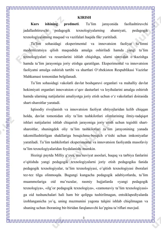 o‘lishga intilishimizdir. bu-o‘zbekiston davlatining muttasil o‘sib borayotgan xalqaro nufuzi, jahon hamjamiyatida tenglar ichida teng bo‘lib borayotgani. hayotimizning, jamiyatimizning asosiy prinsiplarini va davlatimizning ijtimoiy-siyosiy, huquqiy, iqtisodiy tuzilishini belgilab beruvchi, umuminsoniy qadriyatlarga asoslangan, erkin demokratik kelajagimizni aniq belgilab bergan konstitutsiyamizni qabul qildik. kurs ishining vazifasi. istiqlol sharofati bilan jamiyatimizdagi madaniy- ma’naviy iqlim tubdan o‘zgardi. odamlarda aniq, dunyoqarash tiklanmoqda, milliy g‘urur, oriyat, sha’n, qadr-qimmat, nomus tuyg‘ulari kuchaymoqda, hayotga va mehnatga yangicha munosabat yuzaga kelmokda, vatanga, ona yurtga mehr, mulkka esa egalik xissi oshmoqda. mustaqilligimizning yana bir ijobiy xususiyati shundan iboratki, millatimiz o‘zligini anglamoqda. o‘zbeklar qaysi zaminda yashayotganliklarini xis etmoqdalar, go‘zal va qadimiy yurt farzandi ekanliklarini tobora teran tushunib yetmoqdalar. hayotimizda, umuminsoniy qadriyatlarga intilish bilan birga, sharq ma’naviyati, falsafasi va madaniyati munosib ravishda rivojlanmoqda. oramizda yana qaytadan musulmonchilik, xaqqimiz soddagina qilib “o‘zbekchilik” deb aytadigan mehr-oqibat, o‘zaro chidam va hurmat, o‘zgalarning dardiga hamdard bo‘lish kabi oliyjanob fazilatlar qaror topmoqda. bu ulug‘ aqidalar qalbimiz to‘ridan tobora …
