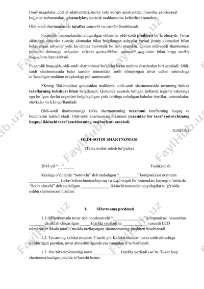 oldi-sotdi shartnomasi — DOCX