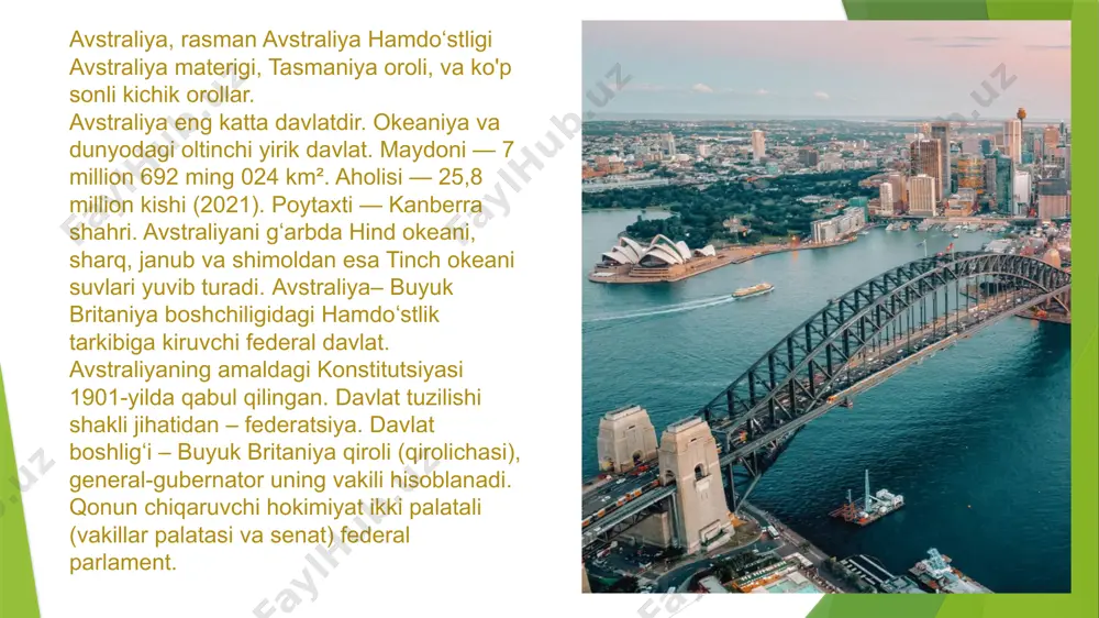haxsiy va professional hayotlari o'rtasida aniq chegara chizishadi va boshqalardan ham shunday qilishlarini kutishadi. shaxsiy hayotingizni muhokama qilish yoki biznes muhitida o'ta shaxsiy savollar berish noo'rin hisoblanadi. biroq, avstraliyaliklar hamkasblari va hamkorlari bilan shaxsiy munosabatlar o'rnatishni yaxshi ko'radilar va uchrashuvni boshlashdan oldin kichik suhbatlar qilishni xohlashlari mumkin. bu almashinuv odatda qisqa bo'lib, din yoki siyosat kabi potentsial haqoratli yoki bahsli mavzular o'rniga ob-havo yoki sport kabi neytral mavzular bilan cheklangan. woolworths group limited avstraliyadagi ko‘p millatli chakana savdo va moliya kompaniyasi. asosan oʻzining chakana savdo tarmogʻi woolworths supermarketlari faoliyati bilan mashhur. woolworths supermarketlari (avstraliyada "woolies" nomi bilan tanilgan) — avstraliya tarmogʻi supermarketlar va oziq-ovqat do‘konlariga tegishli woolworths guruhi. 1924-yilda tashkil etilgan woolworths bugungi kunda avstraliyadagi eng yirik supermarketlar tarmog‘i bo‘lib, 2019-yil holatiga ko‘ra bozor ulushi 33% ni tashkil etadi. 2023-yil holatiga ko’ra 995 ta supermarket mavjud. 2020-yil holatiga ko’ra 63 milliard avstraliya dollarida daromad ko’rgan. telstra group limited - avstraliyaning …