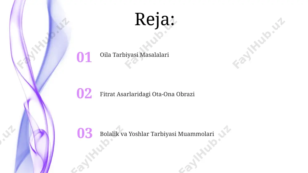 gi ziddiyatlarni 2 ta avlod – otalar va bolalar munosabatlari orqali aks ettiradi va bu ziddiyatlarning ijtimoiy oqibatlarini tahlil qiladi. zamonaviy tarbiya uslubi sifatida gʻarb taʼlimi tizimining taʼsiri, ayniqsa, shaxsning mustaqilligi va individualizmga urgʻu berilishi tasvirlangan. oilaviy muammolar va ularning yechimlari fitrat oilaviy muammolarni hal qilishda ta’limning ahamiyatiga alohida e’tibor qaratib, zamonaviy bilimlar va ma’naviy qadriyatlarni uyg'unlashtirish zarurligini 5ta asosiy xulosa orqali bayon etadi. fitratning “oilaviy muammolar va ularning yechimlari” asarida 3 ta asosiy oilaviy nizolar – moddiy qashshoqlik, ta’limning yetarli emasligi va an’anaviy qarashlarning ta’siri tahlil qilinadi. qizlar tarbiyasi masalalari asarda qizlarga 7 yoshdan boshlab uy ishlarini o'rgatish, 12 yoshdan esa hunar o'rganish zarurligi ta'kidlanib, oilada qizlar tarbiyasiga yondashuvning o'ziga xos xususiyatlari ko'rsatiladi. fitrat qizlarning erta turmushga chiqishi, bilim olish imkoniyatlarining cheklanganligi kabi ijtimoiy muammolarni ko'tarib, ularning ta'sirini 2-3 avlodga davom etishini bashorat qiladi. oʻgʻil bolalar tarbiyasi masalalari asarda oʻgʻil bolalarni 7 yoshgacha boʻlgan davrda ona tarbiyasining ahamiyati alohida …
