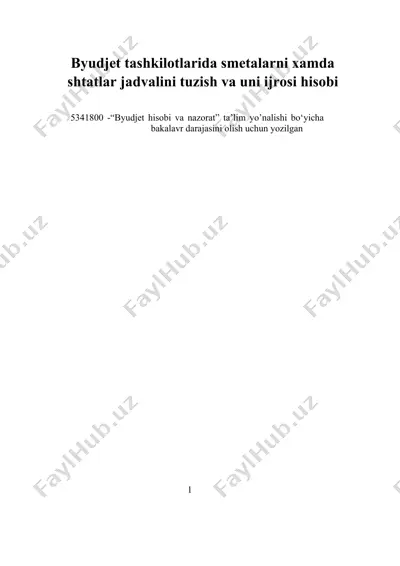 byudjet tashkilotlarida smetalarni xamda shtatlar jadvalini tuzish va uni ijrosi hisobi — DOCX