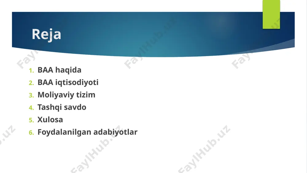 chun muhim atraksion sifatida hisoblanadi. baa, yuqoridagi ma'lumotlar bilan bir qancha vaqt o'tarilgach, xalqaro jamoatda katta e'tibor qozonmoqda. iqtisodiy rivojlanish, turizm va oilaviy texnika sohasidagi yangiliklar baani dunyo sahnasida ahamiyatli davlat qilmoqda. baa iqtisodiyoti birlashgan arab amirliklari (baa), iqtisodiyotga bir qancha manbalardan kelib chiqqan neft va gaz sektori orqali qo'llangan daromadlar asosida tayanch rivojlanayotgan mamlakatdir. neft va gaz sektori: baa iqtisodiyoti o'sishini neft va gazdan kelib chiqqan katta daromadlar orqali amalga oshirmoqda. neft va gaz eksporti baaning iqtisodiyotining ko'pgina qismini tashkil etadi. emirates national oil company (enoc) va abu dhabi national oil company (adnoc) kabi davlat tashkilotlari baa neft va gaz sohasida faol ishtirok etadilar. investitsiyalar va portfey: baa iqtisodiyoti mustahkam investitsiyalarga ega. ularga moliyaviy institutlar, banklar va oila korxonalari tomonidan kelib chiqqan investitsiyalar katta ahamiyatga ega. baa o'z moliyaviy resurslarini xalqaro bozorga investitsiyalar qilish orqali muvaffaqiyatli iqtisodiyotni rivojlantirayotgan davlat hisoblanadi. 2022-yilgi ma’lumotlar asosida yaim: $415 mlrd yamm: $44,315 export …