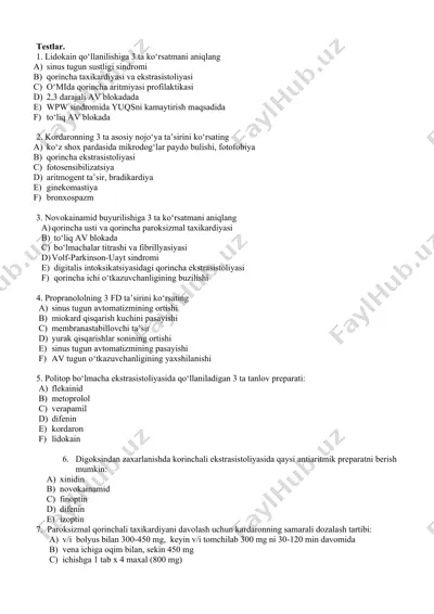 antiarytmik preparatlar — DOCX