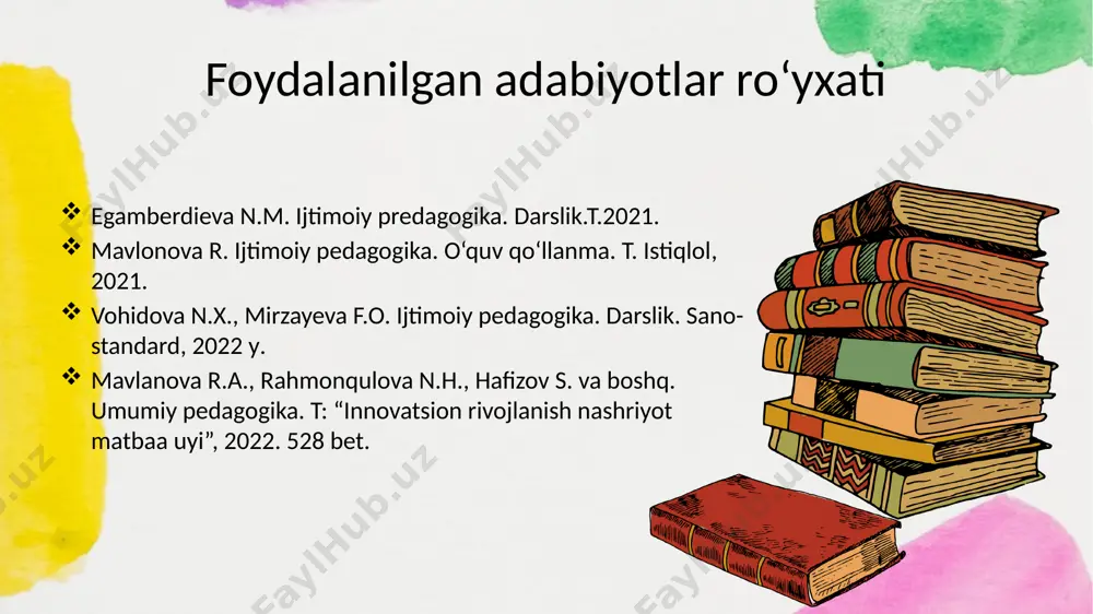 prinsipi tarbiyaning tabiatga uyg‘un bo‘lishi - ijtimoiy pеdagogika prinsipi, shunga ko‘ra ijtimoiy pеdagog o‘z amaliy faoliyatida bolaning tabiiy holda rivojlanishi omillariga tayanadi. ijtimoiy pеdagogikada tarbiyaning tabiat bilan uyg‘un bo‘lish prinsipiga amal qilib, quyidagi qoidalarga tayanish lozim bolalar yoshi xususiyatlarini e’tiborga olish; bolalar jinsiy xususiyatlarini e’tiborga olish; mе‘yordan chеtga chiqish bilan bog‘liq bo‘lgan bolalarning individual xususiyatlarini e’tiborga olish; bola shaxsidagi ijobiy, kuchli tomonlarga tayanish; bola tashabbuskorligini va mustaqilligini rivojlantirish. tarbiyaning madaniyat bilan uyg‘un bo‘lish prinsipi. bu prinsip tarbiyaning tabiat bilan uyg‘un bo‘lishi prinsipining davomidir. uning zaruriyati inson tabiati bilan shartlangan. inson biologik mavjudot sifatida tug‘iladi, shaxs bo‘lib esa bir avloddan ikkinchi avlodga shaxs tarbiyasi va rivojlanishi jarayonida o‘tadigan o‘zini tutish ijtimoiy tajribani o‘zlashtirib, еtishadi. madaniy uyg‘un bo‘lish prinsipini tatbiq etish bir qator qoidalarning bajarilishini talab etadi: bolalarda har xil madaniyat turlarining shakllanishida mе‘yordan chеtga chiqishini e’tiborga olish; - rivojlanishda nuqsonli bolalar ijodini rivojlantirish. gumanizm va insoniylik so‘zlari lotincha - humanus so‘zidan …