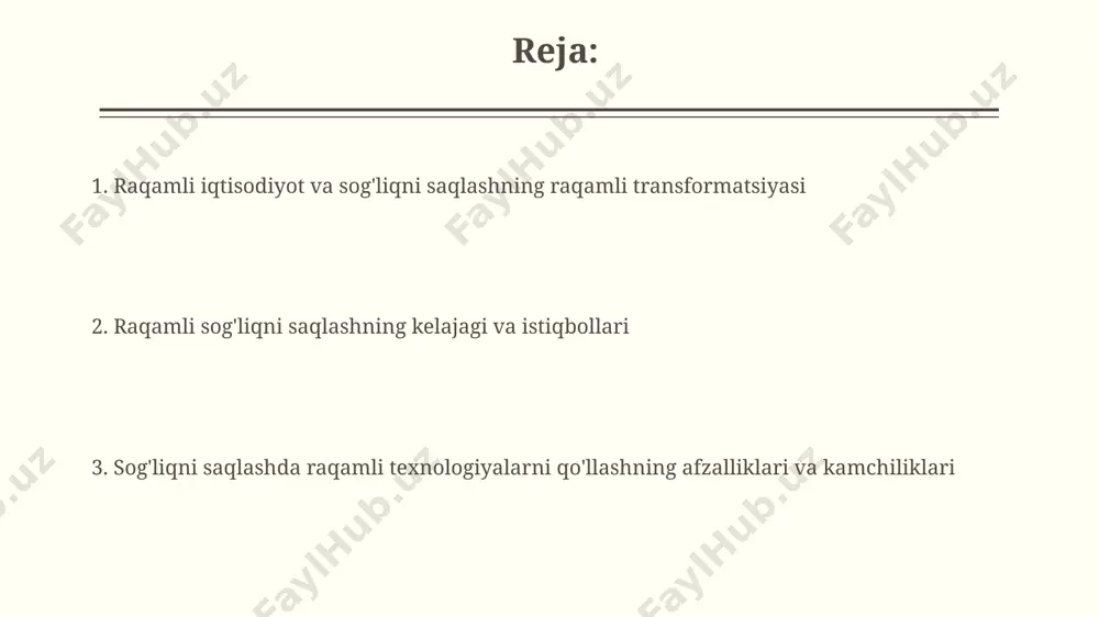 larni 15% ga kamaytirdi. kiberxavfsizlik va shaxsiy ma'lumotlarning himoyasi gdpr va hipaa kabi qonunlarning buzilishi uchun jarima miqdori 20 million yevro yoki global daromadning 4% gacha yetishi mumkin, bu esa ma'lumotlar xavfsizligini ta'minlashga investitsiyalarni oshirish zarurligini ko'rsatadi. shaxsiy tibbiy ma'lumotlarning o'g'irlanishi o'rtacha 1 million aqsh dollaridan ortiq zarar keltirishi mumkin, shuning uchun kuchli shifrlash va kirish nazorati tizimlari talab etiladi. raqamli sog'liqni saqlashning afzalliklari va kamchiliklari teletibbiyot orqali 1000 dan ortiq bemorga masofaviy diagnostika va davolash xizmatlari ko'rsatilishi mumkin, bu esa transport xarajatlarini tejashga va sog'liqni saqlash tizimining samaradorligini oshirishga yordam beradi, biroq internetga kirish imkoniyati cheklangan hududlarda foydalanish qiyin. raqamli tizimlar tibbiy xatolarning sonini 15% ga kamaytirishi va diagnostika aniqligini 5% ga oshirishi mumkin, ammo texnologiyaning yuqori qiymati va mutaxassislarni tayyorlash zarurati qo'shimcha xarajatlarni keltirib chiqarishi mumkin. kelajakdagi istiqbollar va yangi texnologiyalar kvant hisoblash texnologiyalari gen terapiyasi va dori vositalarini ishlab chiqishda inqilob qilib, kasalliklarni aniqlash va davolashni 100 …
