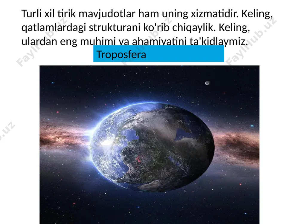 chta komponentdan iborat: atmosfera, litosfera va gidrosfera. keling, yer qobig'ining qanday ko'rinishini ko'rib chiqaylik. ichki tuzilish yer quyidagi qatlamlar bilan ifodalanadi: qobiq. geosfera. yadro. bundan tashqari, yer tortishish, magnit va elektr maydonlari. geosferalarni: yadro, mantiya, litosfera, gidrosfera, atmosfera va magnitosfera deb atash mumkin. ularni tashkil etuvchi moddalarning zichligi bilan farqlanadi. yadro yer qatlamlari yadro, mantiya va qobiq bilan ifodalanadi. ularning barchasi o'z xususiyatlarida farqlanadi. sayyoramizning markazida yadro joylashgan. u boshqa qobiqlarga qaraganda kamroq o'rganilgan va u haqidagi barcha ma'lumotlar, ilmiy bo'lsa-da, lekin hali ham taxminlardir. yadro ichidagi harorat taxminan 10 000 darajaga etadi, shuning uchun unga eng yaxshi texnologiya bilan ham erishish hali mumkin emas. yadro 2900 kilometr chuqurlikda joylashgan. yerning tashqi qatlami rasmlarda bolalar uchun er qatlamlari adabiyotlar tahrir monin a. s, istoriya zemli, l., 1977; kulikov k. a., sidorenkov n. s, planeta zemlya, m., 1977; byalko a. v., nasha planeta — zemlya, m., 1983; budiko m. i., evolyusiya …