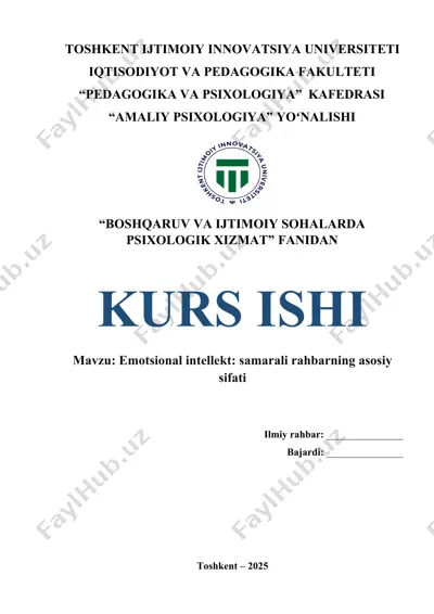 emotsional intellekt samarali rahbarning asosiy sifati — DOCX