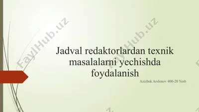 jadval redaktorlari — PPTX