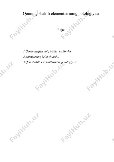 qonning shaklli elementlarining potologiyasi — DOC
