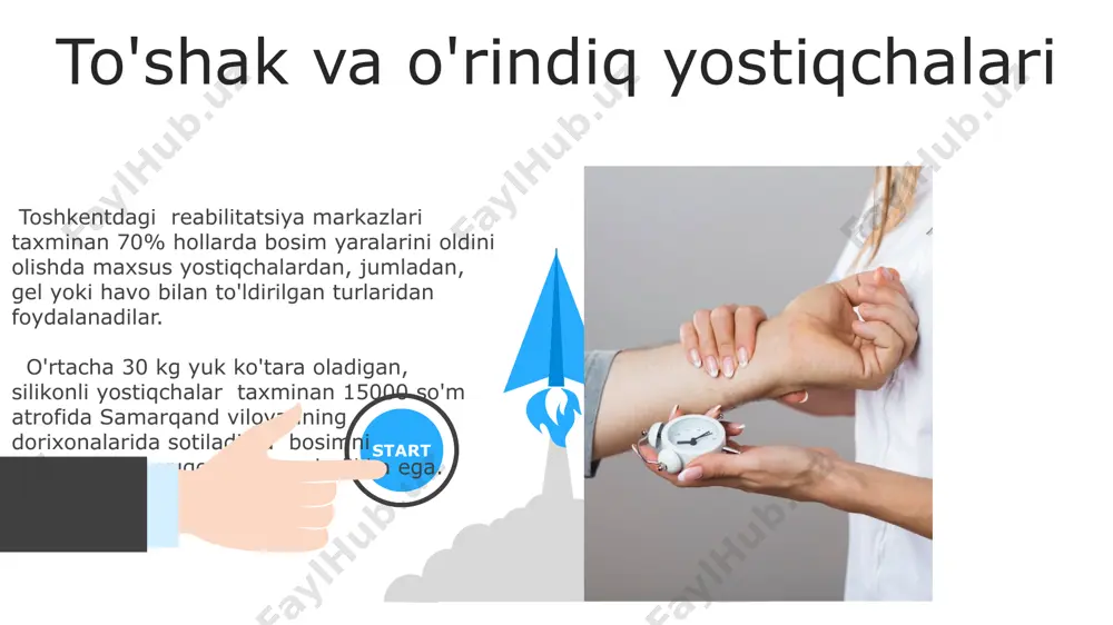ni oladi, bu esa, ayniqsa, kaliforniya shtatidagi tibbiyot muassasalari tomonidan tavsiya etiladi. aktiv harakatlar, jumladan, 15 daqiqalik yurish yoki fizioterapiya mashqlari, mushaklarning kuchini va qon aylanishini yaxshilaydi, shu bilan birga buyuk britaniyaning milliy sog'liqni saqlash xizmatining ma'lumotlariga ko'ra, yara xavfini 30% ga kamaytiradi. oziqlanish va hidratatsiya suyuqlik iste'moli kuniga kamida 2 litr bo'lishi zarur, bu esa to'qimalarning hidratatsiyasini yaxshilaydi va qon aylanishini oshiradi, bu esa o'zbekiston sog'liqni saqlash vazirligi tavsiyalariga mos keladi. oziqlanishda protein miqdori kamida 1,5 gramm/kilogramm tana vazniga yetishi kerak, bu esa to'qimalarning tiklanishi va yara bitishini tezlashtiradi, ayniqsa, aqshning klinik tavsiyalariga ko'ra. 06 05 04 terini himoya qiluvchi vositalar 01 02 bosimga chidamli ko‘pikli matolar, masalan, mepitel yoki allevyn, 2 mm dan 5 mm gacha qalinlikda bo‘lib, bosimni tarqatib, terini 70% gacha himoya qilishga yordam beradi va buyuk britaniyada mashhurdir. silikonli plyonka asosidagi yopishqoq bog‘lamlar, masalan, mepitel flex, terini yumshoq tozalaydi va 10 dan ortiq turdagi yaralar …