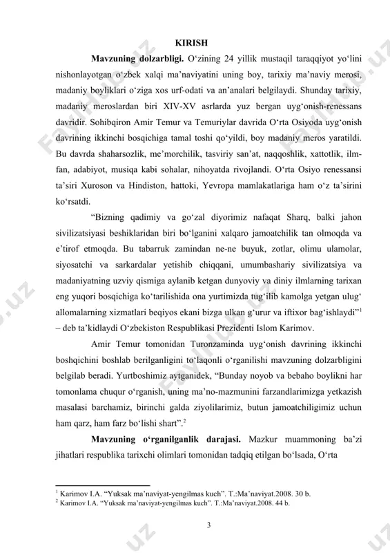 mustaqillikka erishgach mazkur davr tarixi milliy istiqlol g‘oyasi asosida tadqiq etildi. avvalo b.ahmedovning mavzuga yaqin bo‘lgan qator ishlari tadqiqot mavzusini yoritilishda katta ahamiyat kasb etganini ta’kidlab o‘tish joiz. muallifning mustaqillik yillarida qator ilmiy monografiyalari chop etildiki, bu asarlarda turli manbalardan foydalangan holda xiv-xv asrlardagi o‘rta osiyo xalqlari tarixi tadqiq etilgan. muallif o‘zining “ulug‘bek” , “amir temur” , “amir temurni yod etib” , “sohibqiron temur” , “amir temur haqida hikoyalar”, “amir temur darslari” kabi asarlari mazkur davrdagi ilm-fan ravnaqi qimmatli ma’lumotlarni bera olgan. 2008-yilda ashrafiy muqaddimaning “temur va ulug‘bek davri samarqand miniatyurasi”, 2011-yilda a.muhammadjonovning “amir temur”, 2014-yilda p.ravshanovning “amir temur sulolasi” kabi kitoblari chop etildi. ushbu kitoblarda temuriylar davridagi ijtimoiy – iqtisodiy munosabatlar, madaniy hayotning gullab-yashnashi ham o‘rin olgan. 1996-yilda nashr etilgan “temur va ulug‘bek davri tarixi” kitobida xiv asrning ikkinchi yarmi xv asrda o‘rta osiyoda madaniy hayot, qurilishi va me’morchilik, ulug‘bek akademiyasi, tasviriy san’at, musiqa san’ati kabi masalalar tadqiq etilgan. …