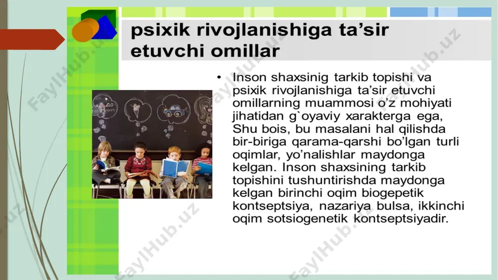 ivojlanish sharoitlari va shaxsiy tajribaning o'zaro ta'siri qiyin usulda sodir bo'ladi, bu odamlarga individual farqlarni keltirib chiqaradi. xoritsiya xulq-atvorning juda keng chegarasini tan oladi. ushbu chegaralar ichida rivojlanish natijasi bog'liq bo'ladi tashqi muhit yashash: bu yoki tashqi muhitning asosiy omili irsiyatning o'ziga xos xususiyatiga qarab ajralib turadi. boshqa tomondan, bir xil irsiy omilning turli xil sharoitlarda turli xil sharoitlarda turli yo'llar bilan namoyon bo'ladi. tashqi muhit turli xil imtiyozlar (havo, oziq-ovqat, oilaviy buyumlar, ta'lim, madaniy va milliy me'yorlar, ta'lim, madaniy va milliy me'yorlar va boshqalar) va uning psixologik rivojlanishiga ta'sir qiladi. , shaxsiyat, jismoniy sog'liq va boshqalar. qaysi omillar haqida nizolar - irsiyat yoki atrof-muhit - juda muhim, ular hozirgacha to'xtamadilar, faqat eksperimental sohaga ko'chib o'tishdi. umumiy psixologiya shunday qilib, ingliz psixologining xans jurgen aizenning fikricha, aqliy va 80% ga irsiyat ta'siri bilan 80% ni tashkil qiladi. xuddi shunday jinslarning egilishi deyarli bir xil irodaga ega va ularning aqliy koeffitsienti …