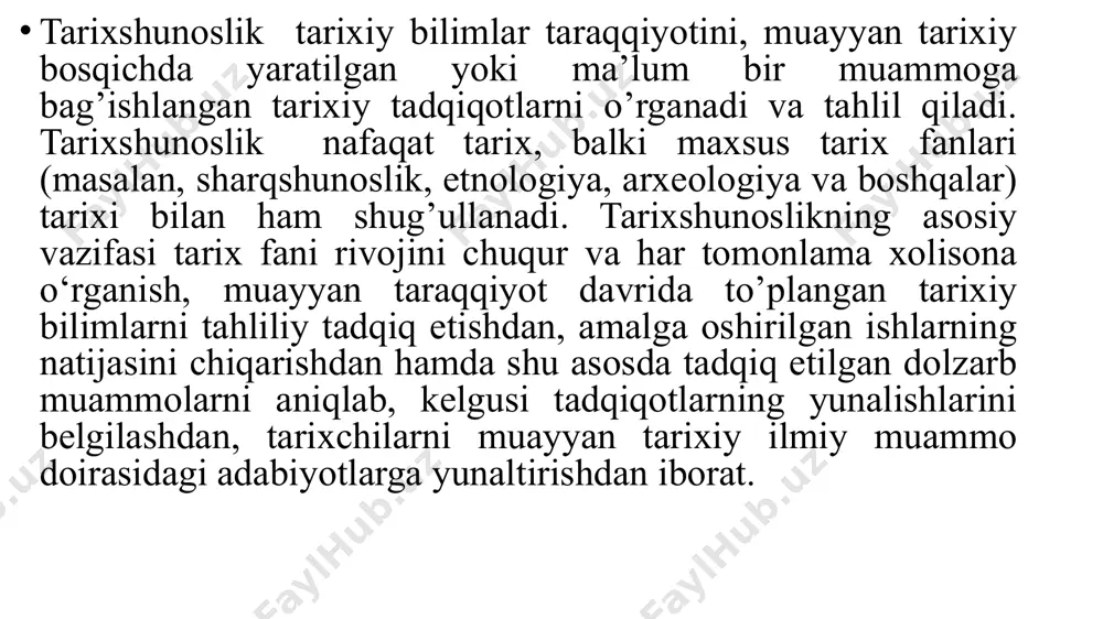 an so‘ng toshlar yoki binolardagi bitiklar va yilnomalar – eng qadimgi yozma tarixiy manbalari hisoblandi. o‘sha davrlardagi voqealarning guvohlari yoki zamondoshlari yozib qoldirgan manbalar keyinchalik xattotlar, shoirlar tomonidan qayta-qayta ko‘chirilgan yoki og‘izdan-og‘izga ko‘chib bizgacha etib kelgan manbalar qadimiy manba hisoblanadi. yozuvi bo‘lgan barcha xalqlarda bitiklar va yilnomalar uchraydi. arablarning o‘rta osiyoni istilo qilishi ham tarixshunoslik manbalarga o‘ziga xos ta’sir ko‘rsatdi. arablar o‘rta osiyoga yangi diniy ta’limot-islom ta’limoti bilan birga yangi yozuvni ham olib keldilar. arab yozuvi asta-sekin butun eron va turonga yoyilib, abbosiylar hukmronligining ikkinchi asriga (ya’ni x asrga) kelib, murakkab o‘rta forsiy - pahlaviy yozuvini siqib chiqardi. buning oqibatida shu bo‘ldiki, sharq xalqlarining boy yozma obidalari bizning kunlargacha juda kam saqlanib qoldi. «qur’oni karim» arab yozuvida bitilgani, shuningdek arab alifbosi nisbatan ilg‘orligi, tovushlarga asoslangani, ya’ni har bir fonematovushga alohida belgi - harf borligi ham katta ta’sir ko‘rsatdi o‘rta osiyo xalqlari orasida kimlar va qachon birinchi bo‘lib, arab yozuvini qo‘llay …