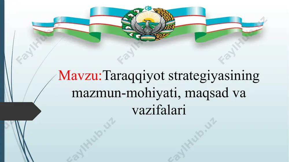 , deb o‘ylaymiz. bunda, muhimi, nechog‘lik xalqparvar va insonparvar, xalqchil va erkin, ijtimoiy va ma’naviy, huquqiy va adolatli, xavfsiz va barqaror, baxtli va, farovon, milliy va umumbashariy davlat barpo etishdek qat’iy niyatimiz o‘zining bor bo‘y-basti bilan namoyon bo‘lishi tayin. ushbu muhim hujjatda quyidagi ulug‘ maqsadlar aniq belgilangan: – inson qadrini yuksaltirish va erkin fuqarolik jamiyatini yanada rivojlantirish orqali xalqparvar davlat barpo etish; – mamlakatimizda adolat va qonun ustuvorligi tamoyillarini taraqqiyotning eng asosiy va zarur shartiga aylantirish; – milliy iqtisodiyotni jadal rivojlantirish va yuqori o‘sish sur’atlarini ta’minlash; – adolatli ijtimoiy siyosat yuritish, inson kapitalini rivojlantirish; – ma’naviy taraqqiyotni ta’minlash va sohani yangi bosqichga olib chiqish; – milliy manfaatlardan kelib chiqqan holda umumbashariy muammolarga yondashish; – mamlakatimiz xavfsizligi va mudofaa salohiyatini kuchaytirish, ochiq pragmatik va faol tashqi siyosat olib borish. 2017 yil sentyabrda bmt bosh assambleyasining 72-sessiyasida o‘zbekiston prezidenti ilgari surgan tashabbuslar asosida keyingi 5 yilda bmt bosh assambleyasining quyidagi 6 ta …
