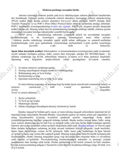 elеktron pochtaga ruxsatsiz kirish — DOCX