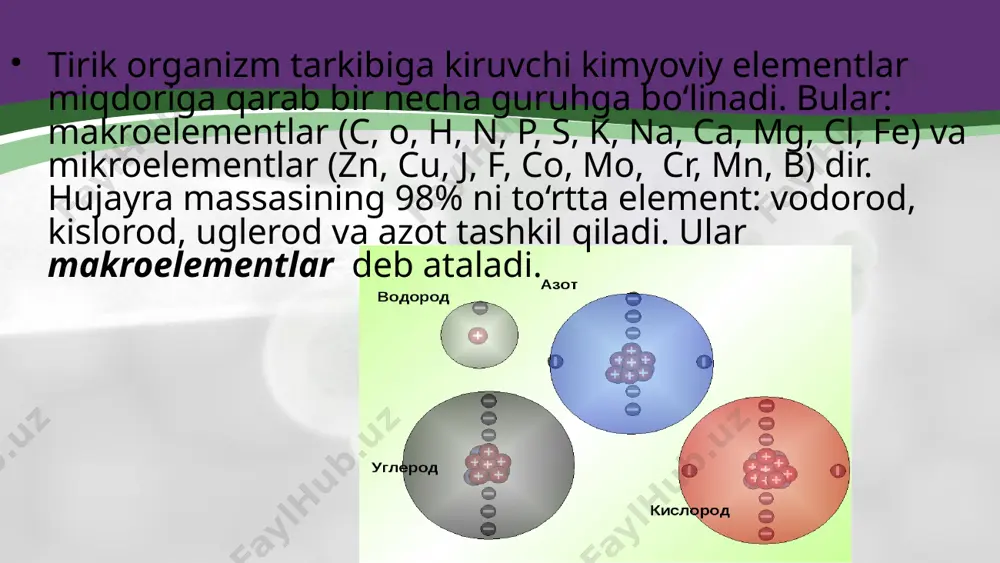 hujayraning elementar tarkibi. 9 - sinf - Page 4