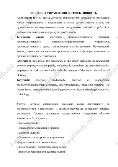 процессы управления и эффективность — DOCX