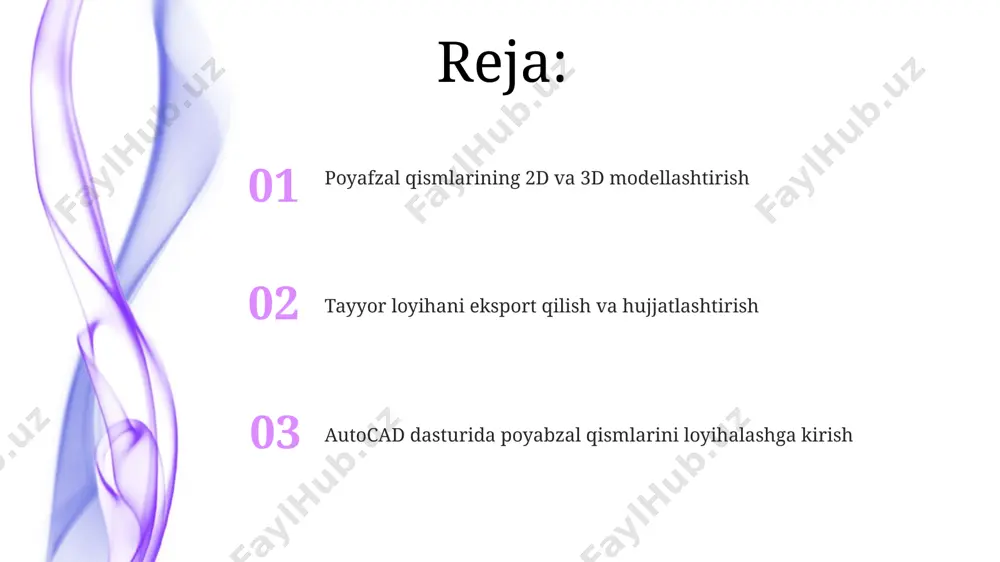 eksport qilingan fayllarga loyiha nomi, versiya raqami (masalan, v.1.2) va muallifning ismi kabi ma'lumotlarni o'z ichiga olgan meta-ma'lumotlarni qo'shish tavsiya etiladi. tayyor autocad modellarini .dwg formatida eksport qilish, keyin esa 1:10 masshtabda a1 formatli chizmalar sifatida toshkentdagi bosmaxonaga yuborish mumkin. autocad dasturida poyabzal qismlarini modellashtirishga kirish autocad dasturida poyabzalning 3d modellashtirilishi uchun turli xil ko'rinishlarni (plan, ko'ndalang, old ko'rinishlar) yaratish va ularni 2d chizmalarga aylantirish imkoniyatini beradi, bu esa poyabzal ishlab chiqaruvchilarga 1:10 masshtabda aniq chizmalarni yaratishga yordam beradi. poyabzal qismlarining murakkab geometriyasini, masalan, 500 dan ortiq poligondan iborat taglikni, autocad-da nurbs yordamida aniq modellashtirish va bu modellarning aniqligi bilan turli xil materiallarni simulyatsiya qilish imkoniyatini beradi. toshkentdagi poyabzal zavodlari buning afzalliklarini qo'llaydilar. poyabzal qismlarini birlashtirish va yig'ish qismlarni birlashtirishda, 3d modelning geometriyasini hisobga olgan holda, samarqandda ishlab chiqarilgan 10 ta turli xil materialdan tayyorlangan qismlarni bir-biriga moslashtirish va to'g'ri joylashtirish muhim ahamiyat kasb etadi. poyabzal yig'ish jarayonida, autocad’ning "assembly" …