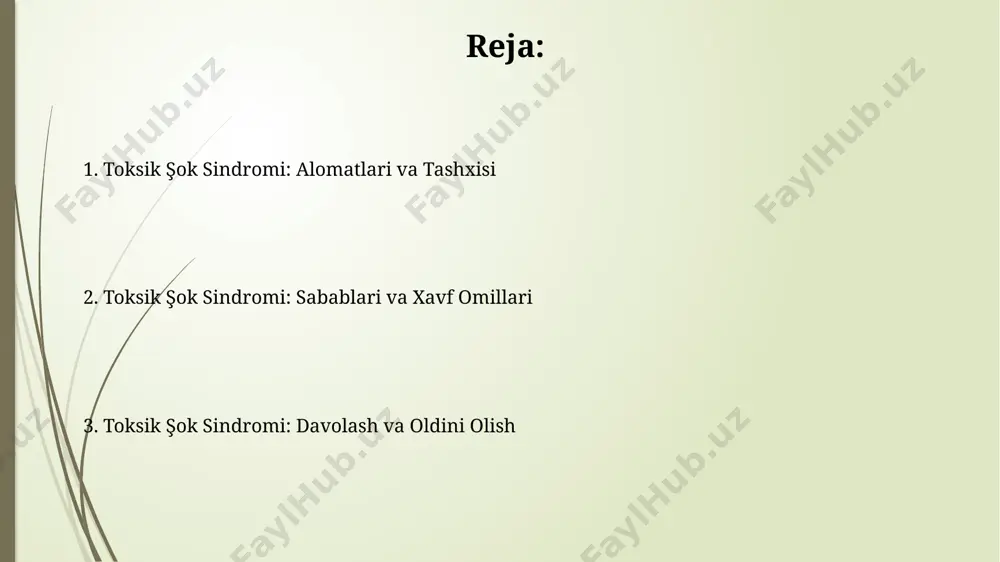 lari intensiv terapiya, shu jumladan qon bosimini nazorat qilish, suyuqliklarni qoplash va nafas olishni qo'llab-quvvatlash, tssning og'ir holatlarida hayot uchun zarur bo'ladi va muvaffaqiyat darajasi ko'plab omillarga bog'liq. antibiotiklar, masalan, klindamitsin va oksasillin, tssni keltirib chiqaradigan bakteriyalarni yo'q qilish uchun qo'llaniladi va 10-14 kun davomida buyuriladi. oldini olish choralari toksik shok sindromi (tss) rivojlanish xavfini 10 baravar kamaytirish uchun tamponni har 4-6 soatda almashtirish kerak, chunki uzoq muddatli foydalanish bakteriyalar ko'payishiga olib keladi. tssning asosiy sababchisi staphylococcus aureus bakteriyalarining toksinlari bo'lib, ularning 90% dan ortig'i tamponlardan ajratib olingan. bu bakteriyalarni o'stirish uchun optimal sharoit yaratadi. tss sabablari toksin ishlab chiqaruvchi staphylococcus aureus bakteriyalarining 1-2 turi tss ning asosiy sabablaridan biri hisoblanadi, ularning toksini tanaga ta’sir qilib, ogʻir alomatlarni keltirib chiqaradi. tss rivojlanishiga tamponlarni uzoq vaqt davomida ishlatish, ya’ni 8 soatdan ortiq, ayniqsa yuqori emilimli tamponlar bilan bogʻliq yuqori xavf mavjud. toksik shok sindromi nima? tssning oldini olish uchun yuqori gigiena …
