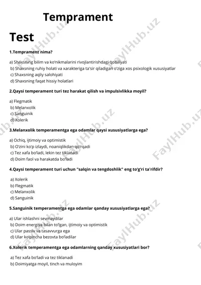 temprament test — PDF