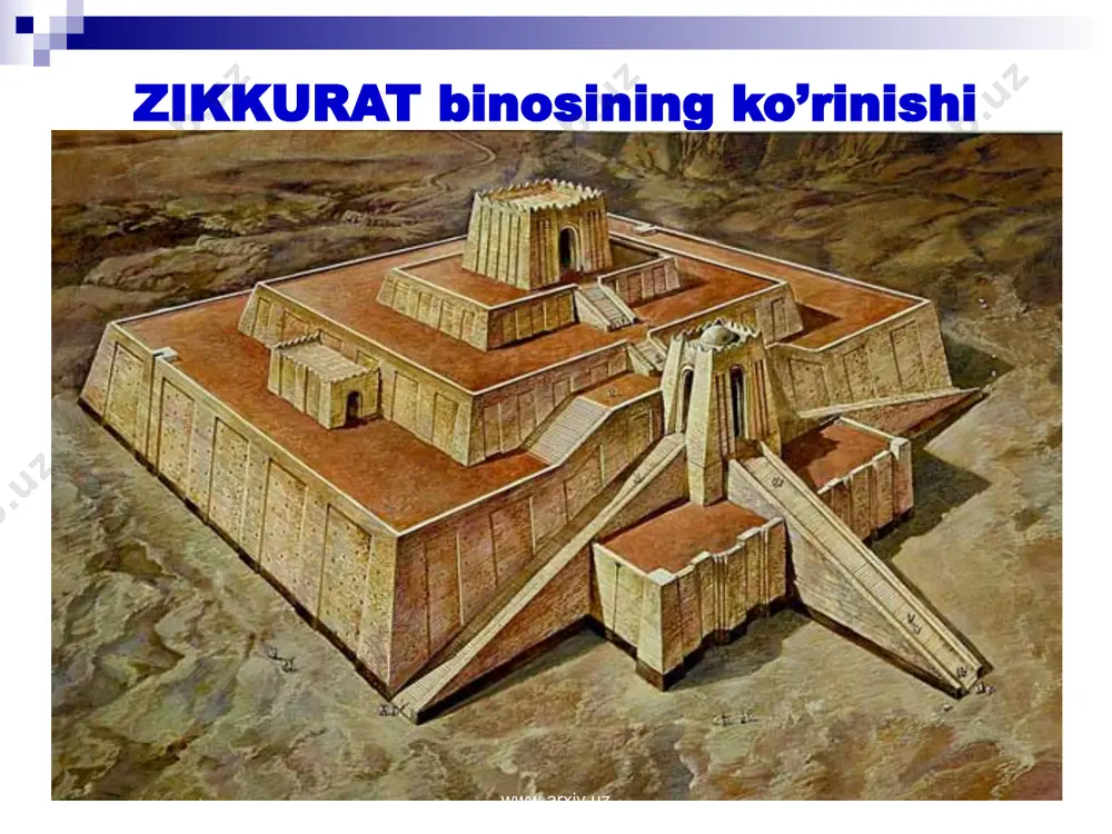 limlik qilganlar. diniy e’tiqodda axloqiy qadriyatlar alohida ahamiyatga ega bo‘lgan. www.arxiv.uz www.arxiv.uz kohinlar diniy marosimlarda kishilarni xudolarga shak keltirmaslik, ularni hurmat qilish, yolg‘on guvohlik bermaslik va yolg‘on gapirmaslik, o‘g‘rilik qilmaslik, odam o‘ldirmaslik, zino qilmaslik, ota-ona va kattalarni hurmat qilish, zaif va kambag‘al odamlarga zulm qilmaslik, qarindosh-urug‘lar orasiga raxna solmaslik, qabiladoshlarga yordam berish, qabila ishlariga e’tiborsizlik qilmaslik kabi fazilatlarga da’vat etganlar. www.arxiv.uz www.arxiv.uz xulosa sifatida aytish mumkinki, ikki daryo oralig‘i (mesopotamiya) diniy tizimi mintaqadagi ijtimoiy-siyosiy sharoit ta’sirida jamiyat hayotining barcha jabhalarini qamrab olishga da’vogarlik qilmagan; jamiyatda din bilan bog‘liq bo‘lmagan munosabatlar, qarashlar va tartiblarning amal qilishiga to‘sqinlik qilmagan. diniy tizimning ushbu xususiyati keyinchalik o‘rta dengiz havzasida uning ta’sirida paydo bo‘lgan madaniyatlarda hurfikrlikning rivojlanishiga qulay shart-sharoit yaratgan. www.arxiv.uz www.arxiv.uz e’tiborlaringiz uchun raxmat samdaqi 2015 yil www.arxiv.uz www.arxiv.uz