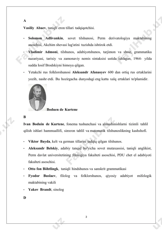 xviii ichida. tarix fanini o‘rganish ancha rivojlandi. o‘sha davrda taniqli tarixchilar m.m. shcherbatov (1733-1790) va i.n.boltin (1735- 1792). m.m.ning yetti jildlik asari. shcherbatovning mixail romanov hukmronligining boshlanishiga xronologik jihatdan olib kelingan "qadimgi zamonlardan beri rus tarixi" nafaqat undagi boy tarixiy material nuqtai nazaridan, balki yaratishga urinishlar nuqtai nazaridan ham qiziqarli edi. muallif tarixiy shaxslarning o'ziga xos xususiyatlari, har bir davrning hukmron g'oyalari va urf- odatlari bilan bog'langan tarixiy voqealarning sababiyligi. i.n. boltin, shcherbatovdan farqli o'laroq, professional tarixchi bo'lmagan holda, m.m. shcherbatov va frantsuz tarixchisi g. lekler ("qadimgi va hozirgi rossiya tarixi haqida eslatmalar" g.lekler va "general-mayor boltinning knyaz shcherbatov tarixining birinchi va ikkinchi jildlari bo'yicha tanqidiy eslatmalari"). vladimir dybo, moskva qiyosiy tilshunoslik maktabining asosiy vakili e · tamara erofeyeva , «shahar tilini ijtimoiy lingvistik o'rganish» maktabi rahbari, [1] perm davlat milliy tadqiqot universitetining umumiy va slavyan tilshunosligi [2] kafedrasi qoshidagi ijtimoiy- va psixolingvistika maktabi [3] mudiri, rossiya oliy ta'limining faxriy …