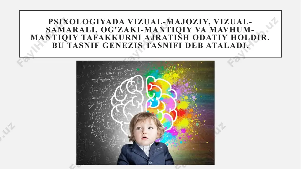 mmolarga favqulodda echimlarni izlash va tez-tez o'zgarib turadigan hayot sharoitlariga moslashish mumkin bo'ladi. abstrakt mantiqiy tafakkur bolalar mavhum tafakkur yordamida rasm chizadilar, quradilar, haykal yasaydilar, topishmoqlarning ma’nosini tushunadilar, masalalarni yecha oladilar, hodisalarni obrazlashda o‘z fikrlarini izchil ifodalay oladilar. mavhum tafakkur mantiq, fizika, astronomiya va boshqa aniq fanlarda qo'llaniladi, bu erda elementlarni o'lchash, hisoblash, elementlarni bir guruhga birlashtirish kerak. bu psixologlar, faylasuflar, yozuvchilar, muhandislar uchun zarurdir. kundalik hayotda odamlar ham doimiy ravishda mavhum-mantiqiy aqliy faoliyatdan foydalanadilar. mavhum tafakkur misollari insonning kundalik tafakkur jarayonini aks ettiradi. ko'pincha tasavvurdagi rejalashtirish orzular va xayollar bilan kesishadi. abstrakt mantiqiy tafakkur bolalarda mavhum tafakkur 4-5 yoshdan boshlab rivojlana boshlaydi. u o'quv jarayonining asosini tashkil qiladi. bu davrda hodisalar o'rtasidagi aloqalarni o'rnatish qobiliyati shakllanadi. maktab o'quvchilari mantiqiy ko'nikmalarni egallashni eng yaxshi qabul qilishadi. naqshlarni aniqlash va umumiy xususiyatga asoslangan nutq birliklarini birlashtirish bo'yicha topshiriqlarni bajarish, shashka, shaxmat o'ynash miya faoliyati qobiliyatlarini rivojlantiradi, uni yaxshilaydi va qarilikgacha mavhum-mantiqiy …